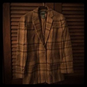 Vintage Ralph Lauren Women’s brown plaid blazer!!